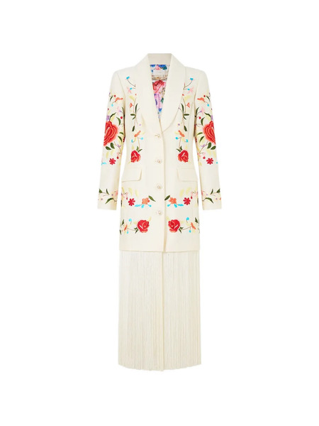  Camilla Fringing Floral-embroidery Blazer - Neutrals 