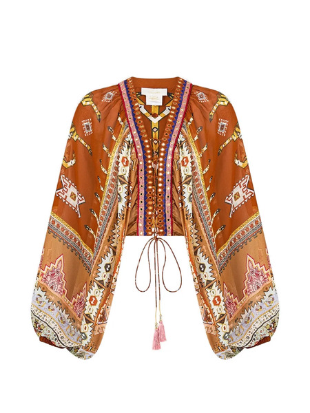  Camilla Graphic-pattern Blouse - Brown 