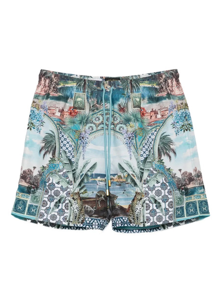  Camilla Landscape-leopard Print Shorts - Blue 