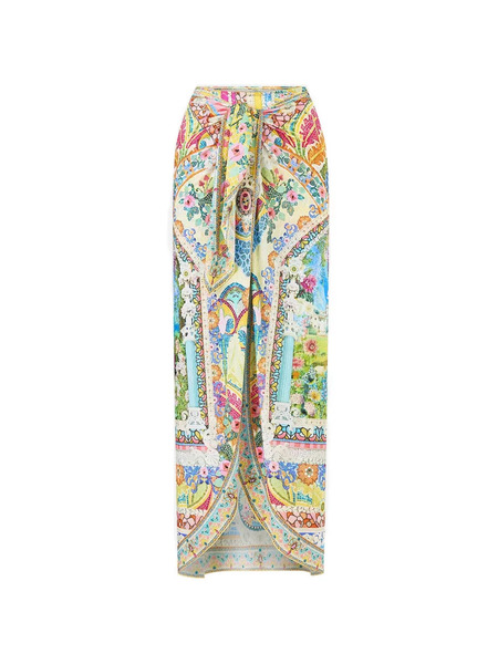  Camilla Layered Tie-front Sarong Skirt - Yellow 