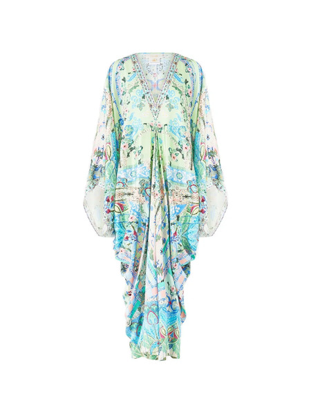  Camilla Midsummer Floral-pattern V-neck Maxi Dress - Green 