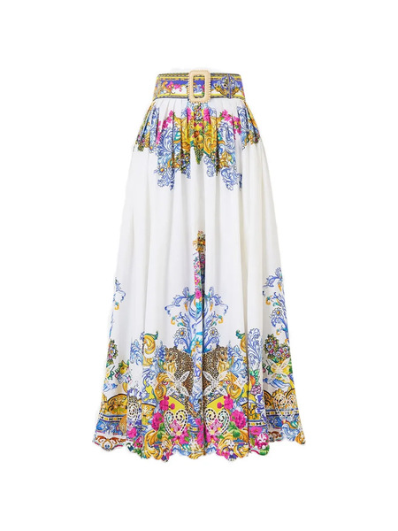  Camilla Milla In Sevilla Belted Midi Skirt - White 