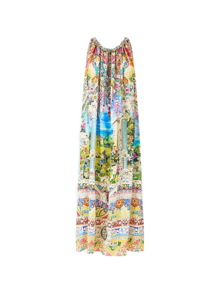  Camilla Navás Drawstrings Maxi Dress - Blue 