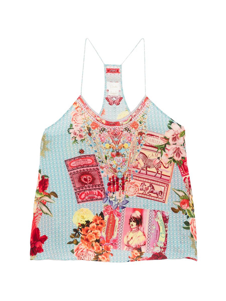  Camilla Papers And Curious Capers T-back Shoestring Top - Blue 