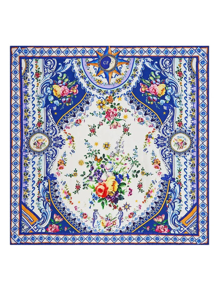 Camilla Patterned Silk Scarf - White 