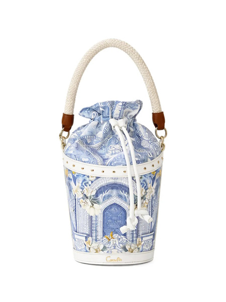  Camilla Rope Handle Floral Print Bucket Bag - Blue 