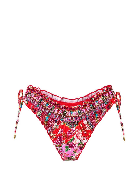  Camilla Ruched Skimpy Tie-detail Bikini Bottom - Red 