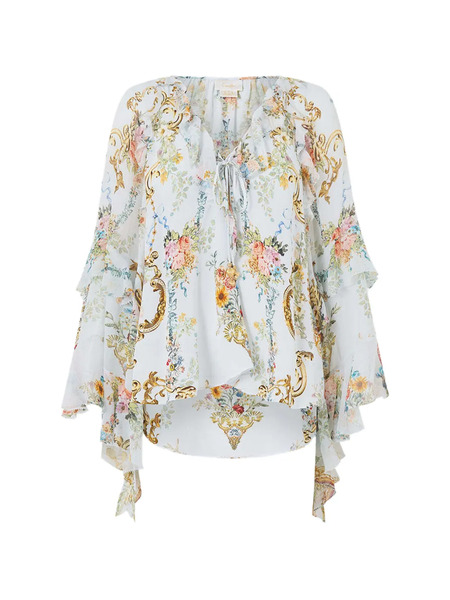  Camilla Ruffled V-neck Blouse - White 