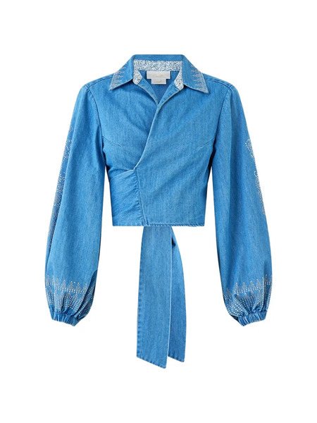  Camilla The Hum Of The Alhambra Cropped Wrap Shirt - Blue 