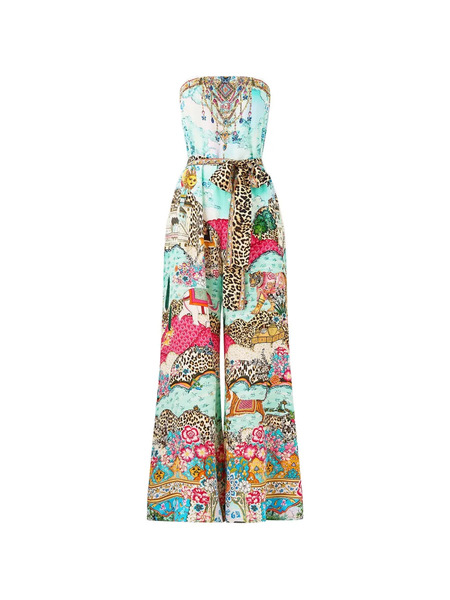  Camilla Tie-waist Strapless Jumpsuit - Blue 