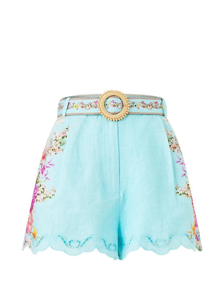 Camilla Tuck Front Floral Print Shorts - Blue 