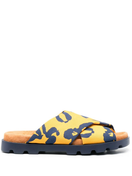  Camper Brutus Printed Crossover Strap Sandals - Yellow 