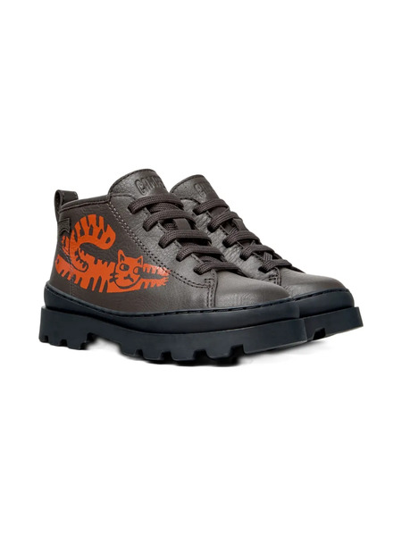  Camper Kids Brutus Cat-print Lace-up Boots - Grey 
