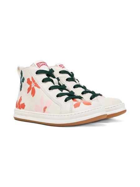  Camper Kids Floral Leather High-top Sneakers - White 