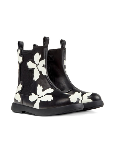  Camper Kids Floral-print Leather Ankle Boots - Black 
