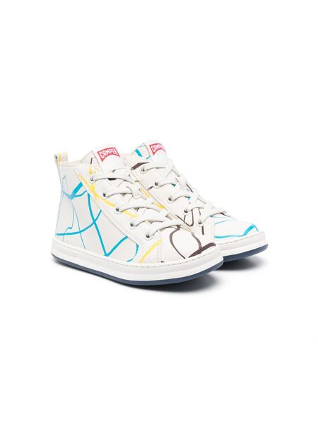  Camper Kids Graphic-print Leather Sneakers - White 