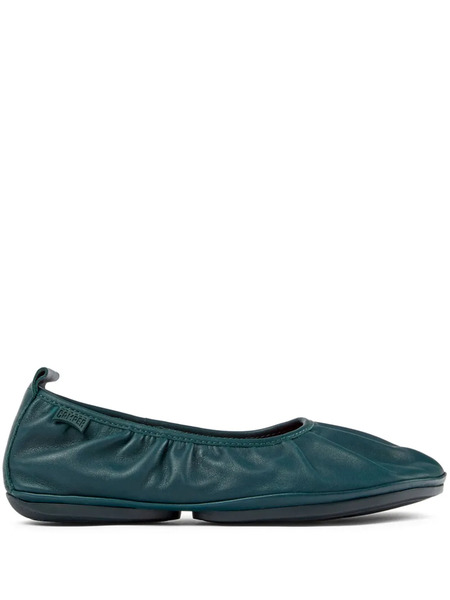  Camper Right Nina Ruched-detail Leather Ballerinas - Green 
