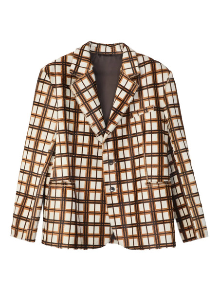  Camperlab Checked Leather Jacket - Brown 