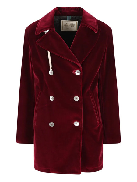  Camplin Double-breasted Velvet Coat - Red 