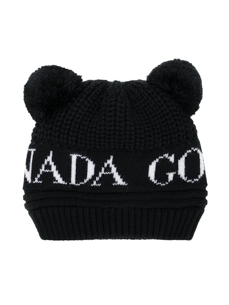  Canada Goose Kids Logo Intarsia Knitted Hat - Black 
