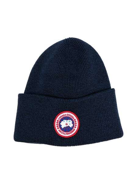  Canada Goose Kids Logo-patch Wool Beanie - Blue 