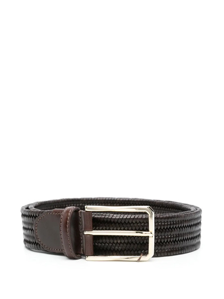  Canali Braided-leather Belt - Brown 