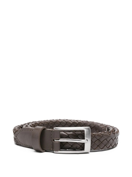  Canali Braided Leather Belt - Brown 
