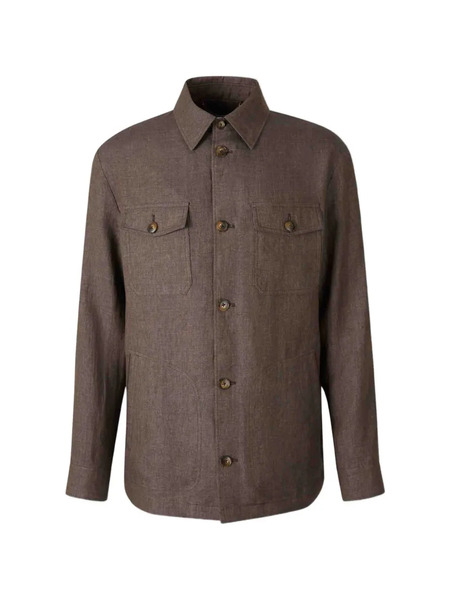  Canali Buttoned Flap-pocket Jacket - Brown 