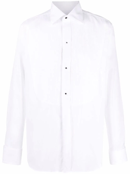  Canali Buttoned Long-sleeve Tuxedo Shirt - White 