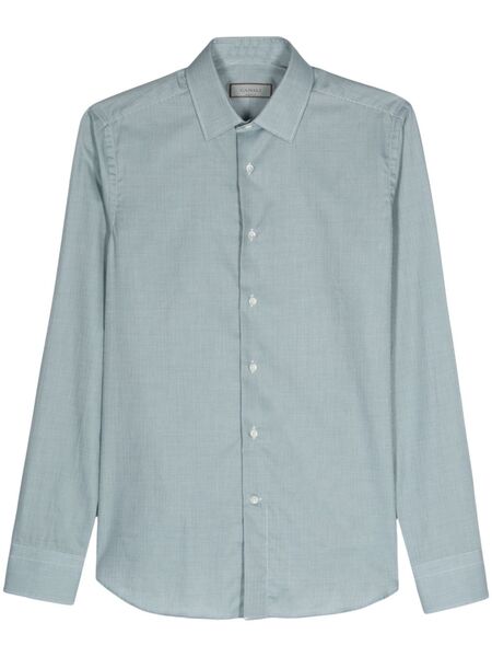  Canali Check-print Cotton Shirt - Green 