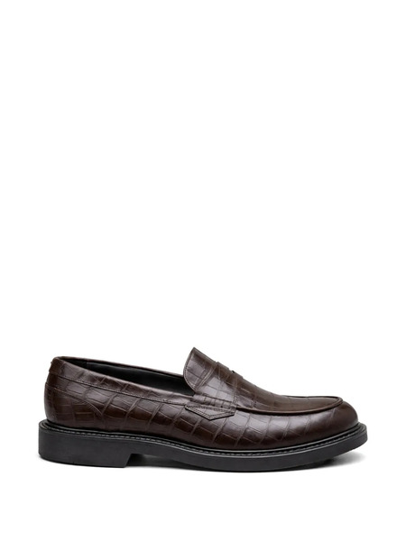  Canali Embossed-pattern Loafers - Brown 