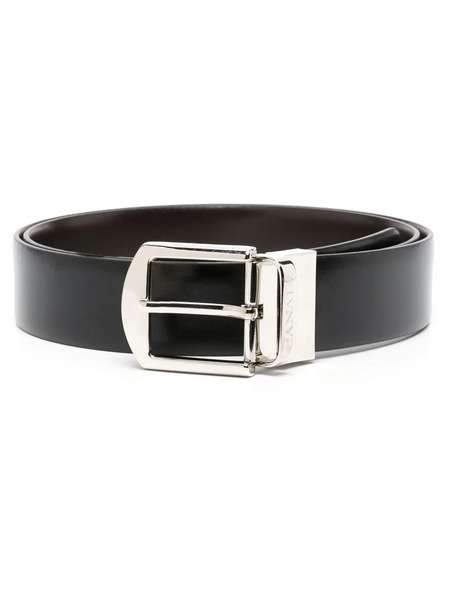  Canali Engraved-logo Buckle Belt - Black 