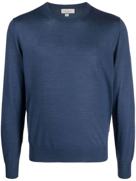  Canali Fine-knit Crew-neck Jumper - Blue 