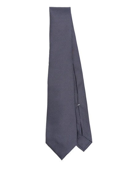  Canali Geometric-pattern Silk Tie - Blue 