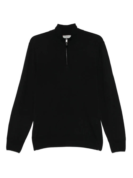  Canali High-neck Zip-front Sweater - Black 