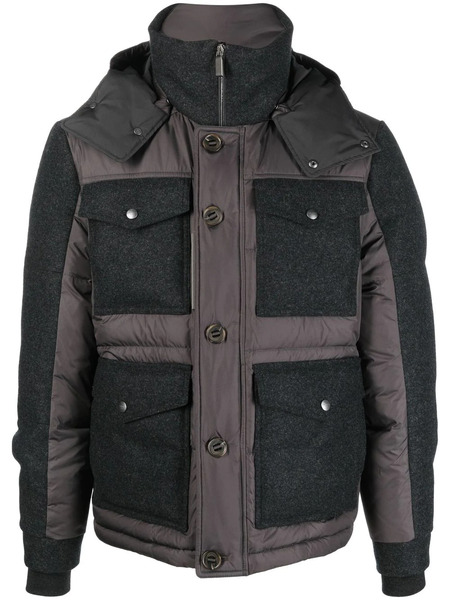  Canali Hooded Padded Jacket - Grey 
