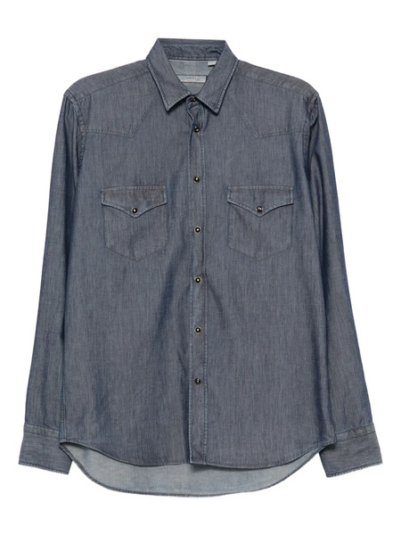  Canali Long-sleeved Denim Shirt - Blue 