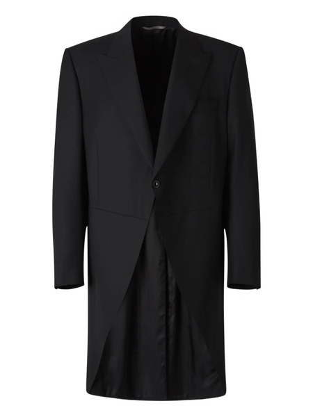  Canali Peak Lapel Plain Wool Morning Coat - Black 