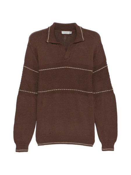  Canali Striped V-neck Jumper - Brown 