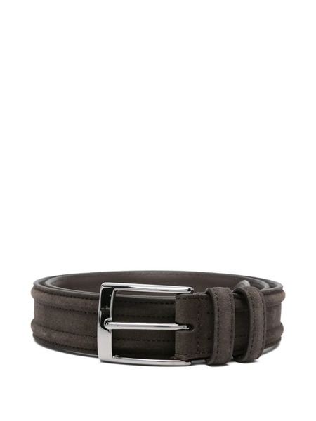  Canali Suede Silver-buckle Belt - Brown 