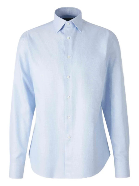  Canali Textured Button-cuff Shirt - Blue 
