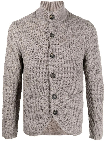  Canali Textured-knit Merino Wool Cardigan - Neutrals 