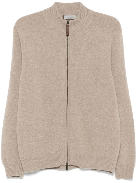  Canali Zip-up Cardigan - Brown 