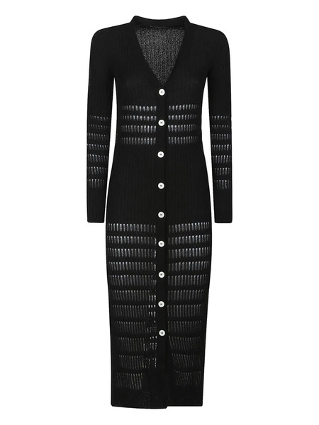  Canessa Ribbed-knit Button-front Midi Dress - Black 