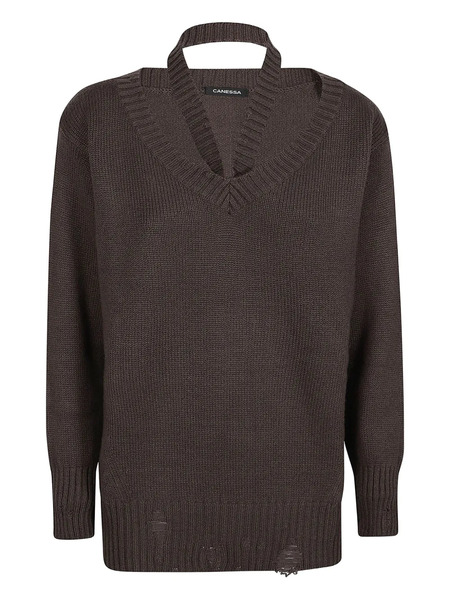  Canessa V-neck Cashmere Sweater - Brown 