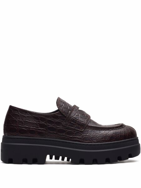  Car Shoe Crocodile Effect Moccasins - Purple 