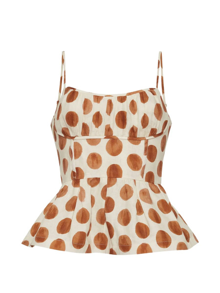  Cara Cara Alba Polka-dot Peplum Top - Neutrals 