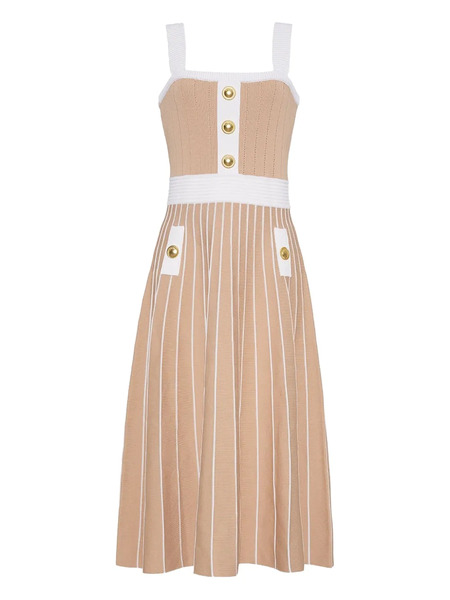  Cara Cara Aurora Striped Button-detailed Midi Dress - Neutrals 