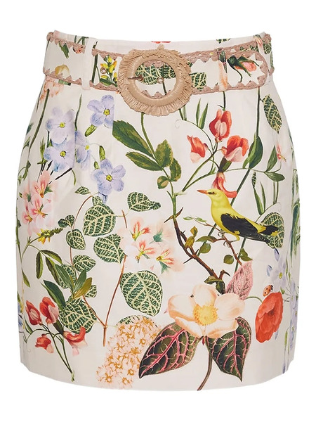  Cara Cara Blaze Floral-print Mini Skirt - White 