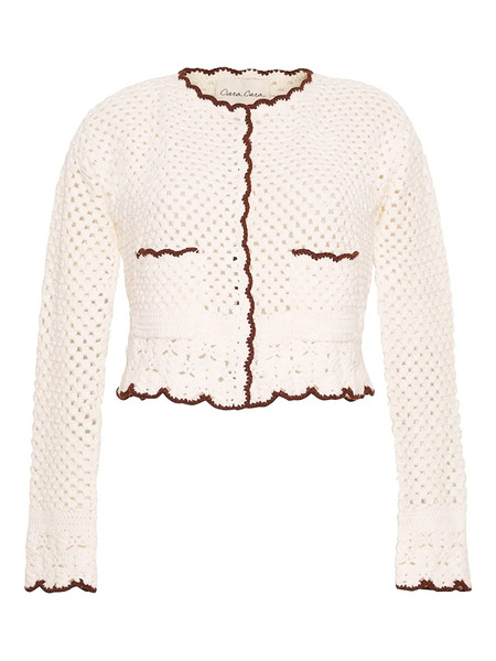  Cara Cara Crochet Scallop-trim Cardigan - Neutrals 